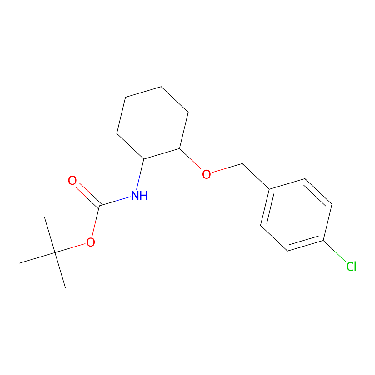 Trans-tert-butyl (2-((4-chlorobenzyl)oxy)cyclohexyl)carbamate molecular structure, CAS 2007919-62-0