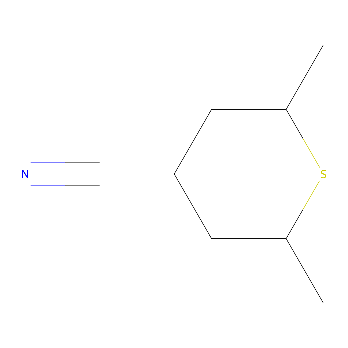 2,6-Dimethyltetrahydro-2H-thiopyran-4-carbonitrile molecular structure, CAS 2007919-68-6