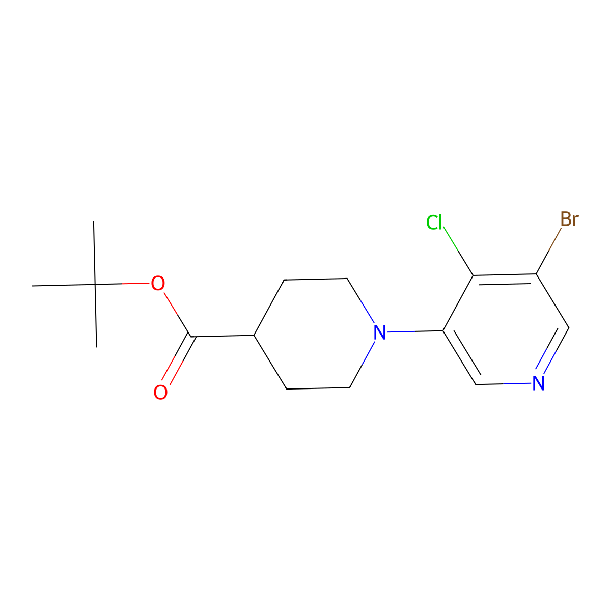 tert-Butyl 1-(5-bromo-4-chloropyridin-3-yl)piperidine-4-carboxylate molecular structure, CAS 2007919-69-7