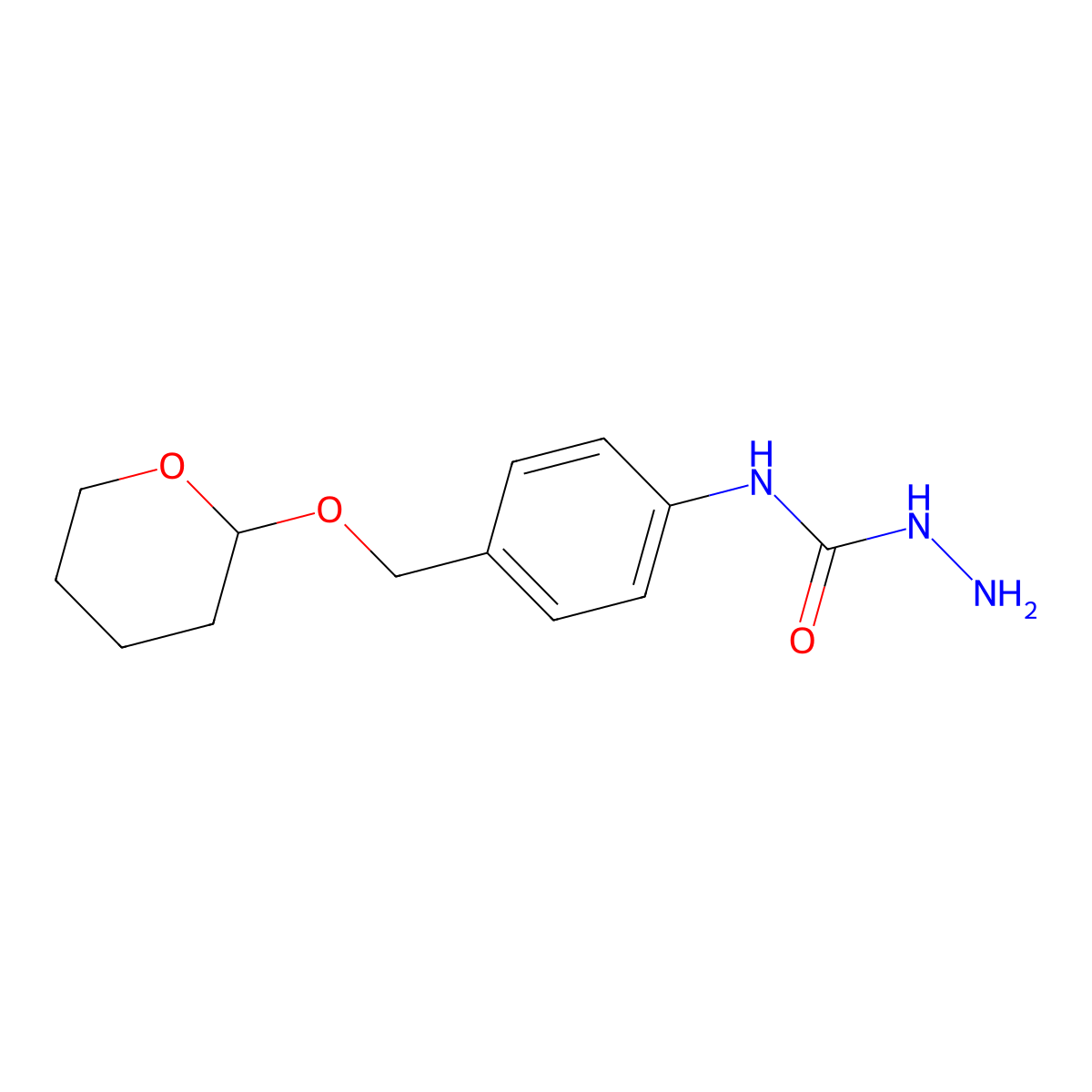 N-(4-(((Tetrahydro-2H-pyran-2-yl)oxy)methyl)phenyl)hydrazinecarboxamide molecular structure, CAS 2007919-72-2