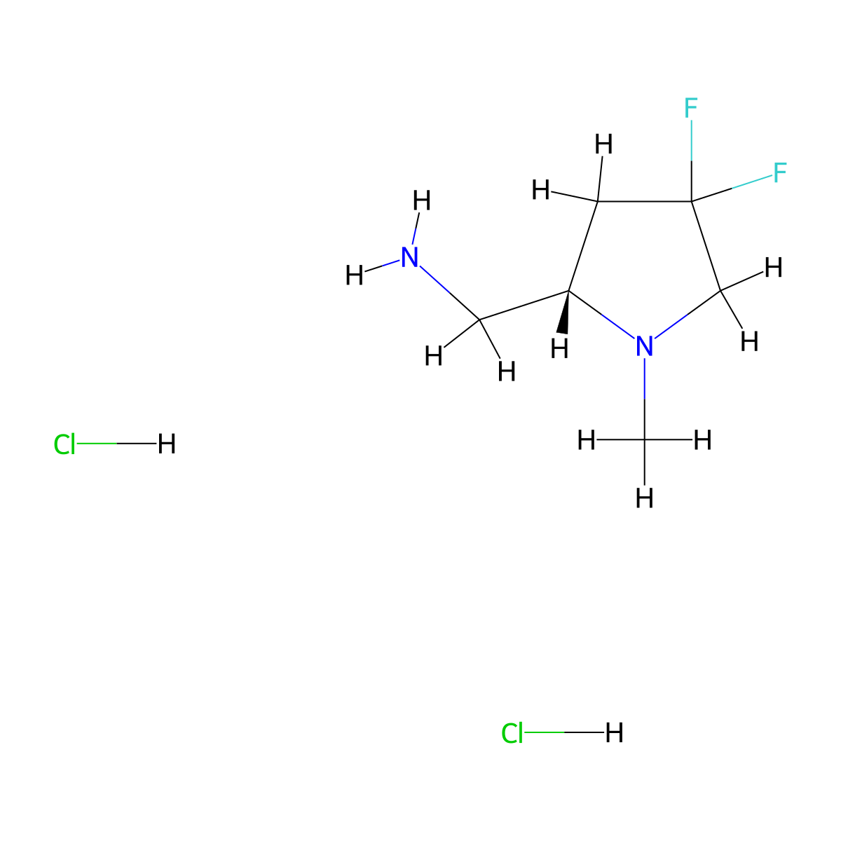 [(2S)-4,4-difluoro-1-methylpyrrolidin-2-yl]methanamine dihydrochloride molecular structure, CAS 2007919-82-4