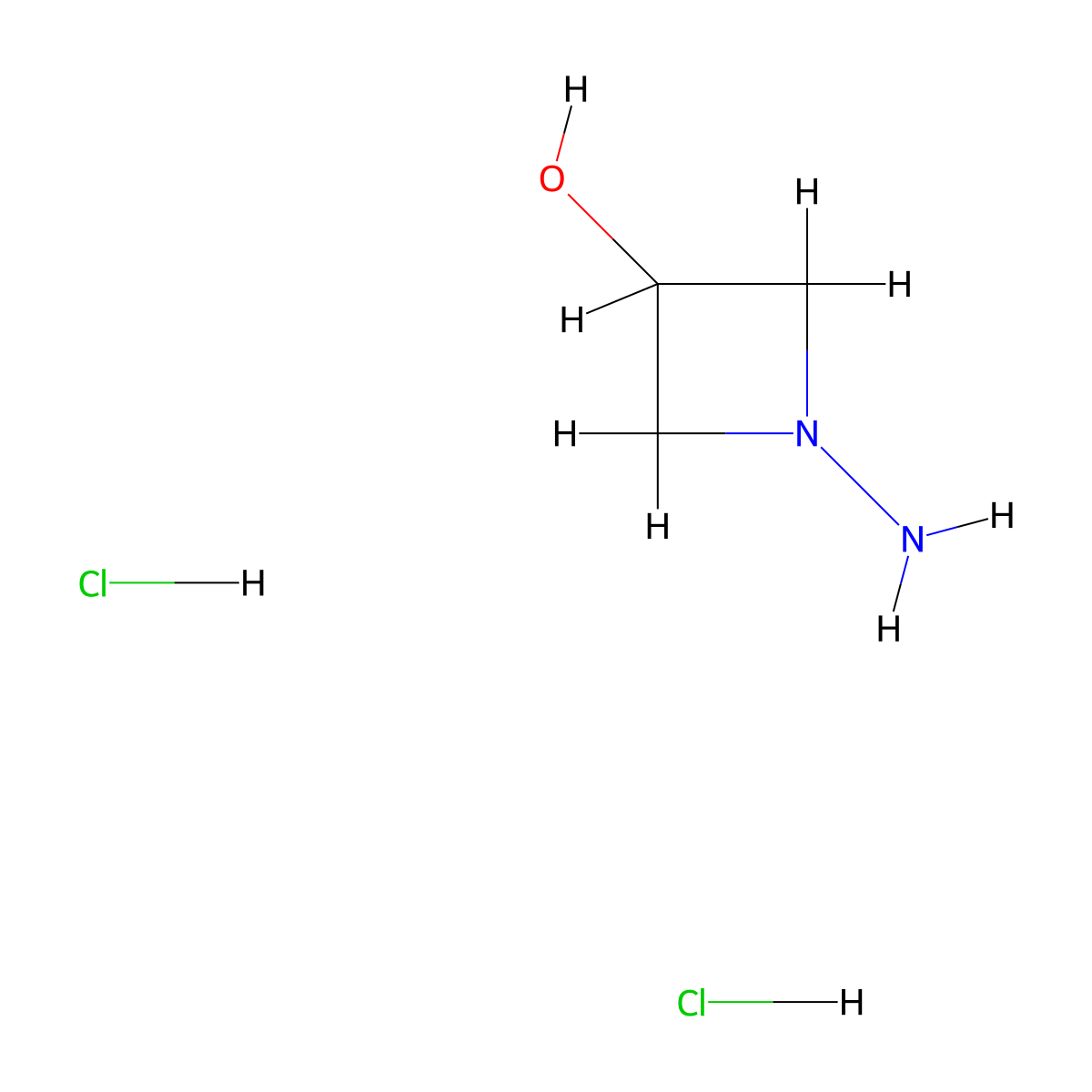 1-Aminoazetidin-3-ol dihydrochloride molecular structure, CAS 2007919-87-9