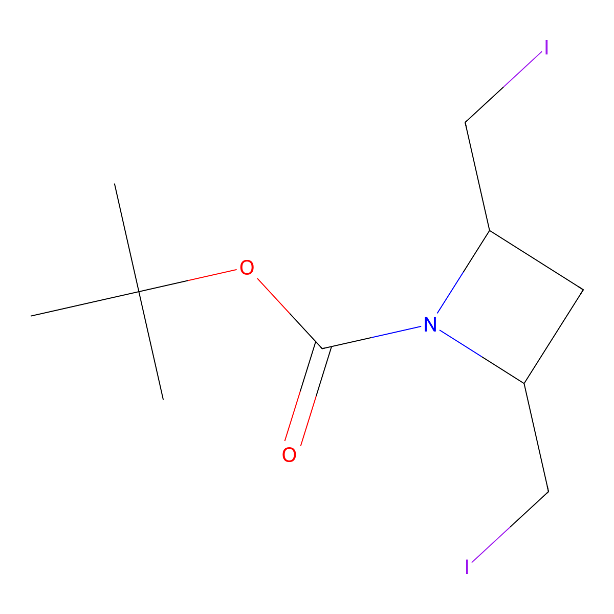 tert-butyl (2R,4S)-2,4-bis(iodomethyl)azetidine-1-carboxylate molecular structure, CAS 2007919-89-1