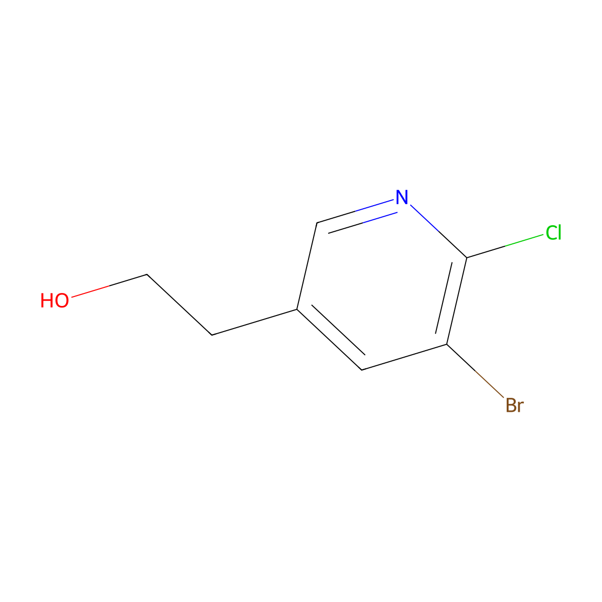 2-(5-Bromo-6-chloropyridin-3-yl)ethan-1-ol molecular structure, CAS 2007919-90-4