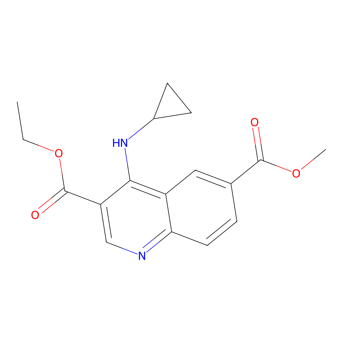 3-Ethyl 6-methyl 4-(cyclopropylamino)quinoline-3,6-dicarboxylate molecular structure, CAS 2007920-12-7