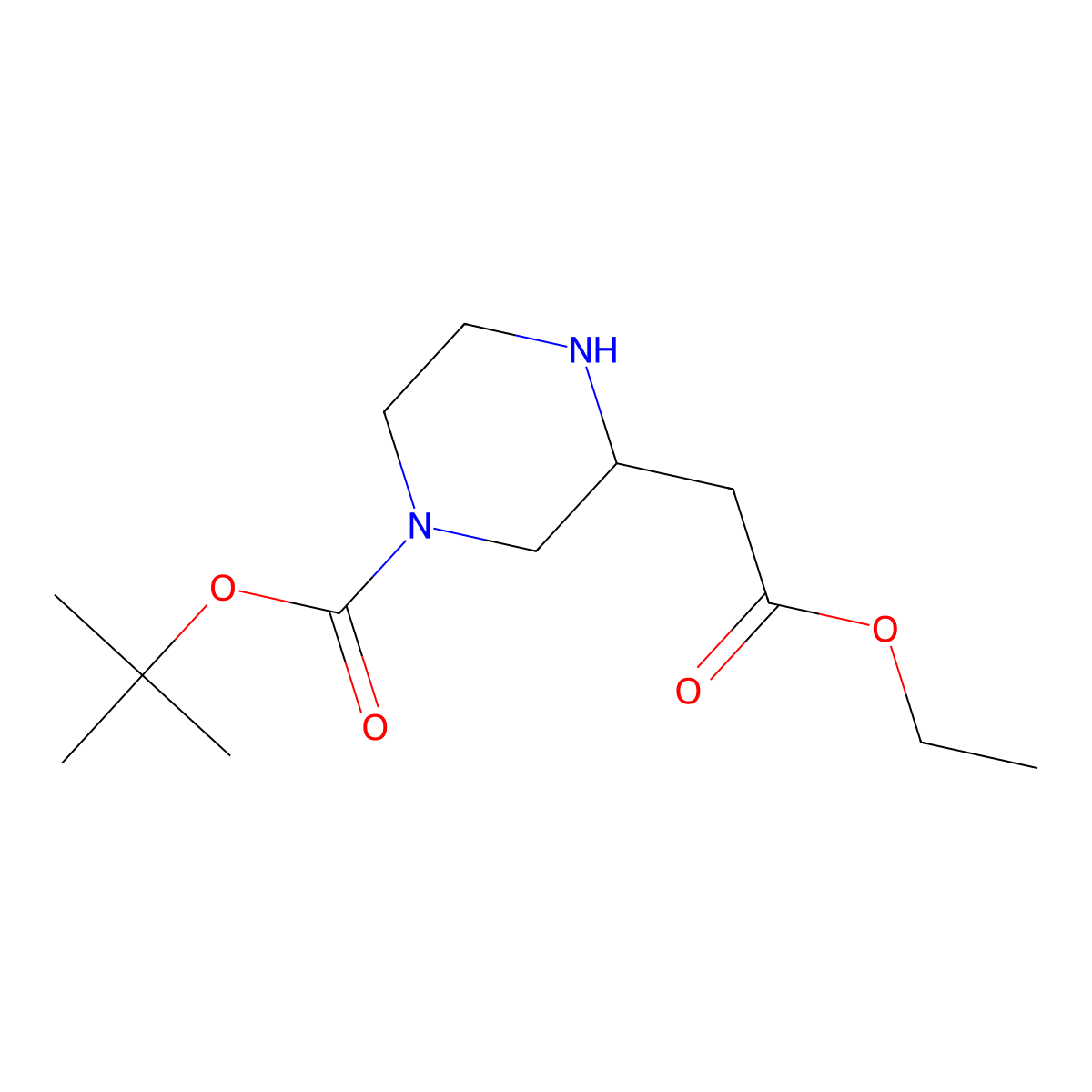 tert-Butyl (S)-3-(2-ethoxy-2-oxoethyl)piperazine-1-carboxylate molecular structure, CAS 2007920-22-9