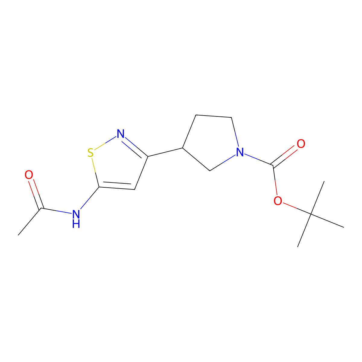 tert-Butyl 3-(5-acetamidoisothiazol-3-yl)pyrrolidine-1-carboxylate molecular structure, CAS 2007920-23-0