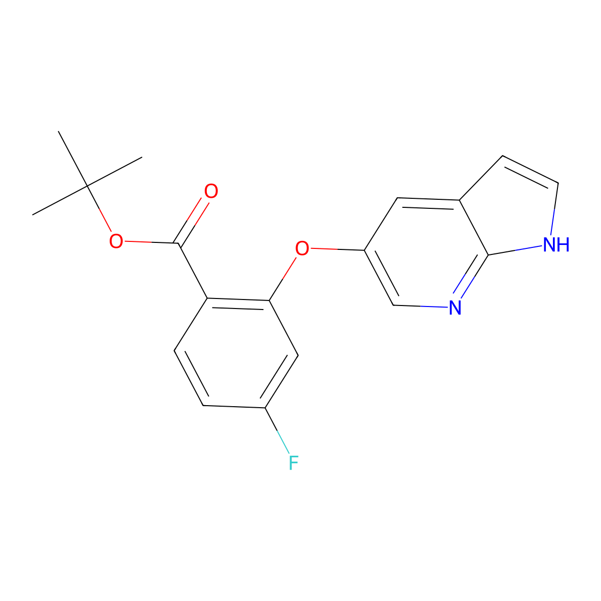 tert-butyl 4-fluoro-2-{1H-pyrrolo[2,3-b]pyridin-5-yloxy}benzoate molecular structure, CAS 2007920-25-2