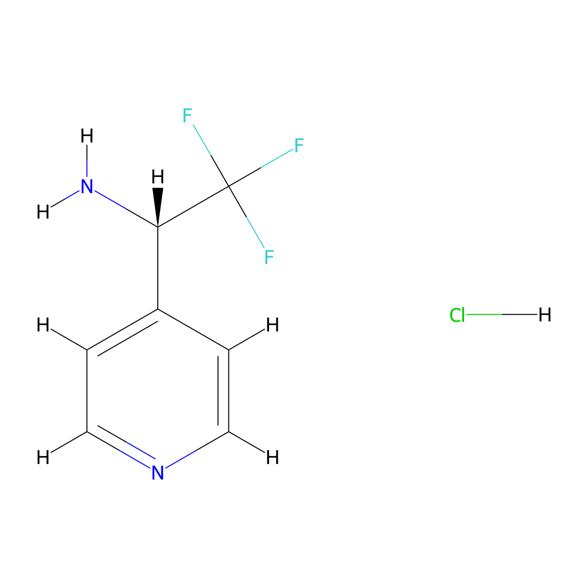 (S)-2,2,2-trifluoro-1-(pyridin-4-yl)ethan-1-amine hydrochloride molecular structure, CAS 2007920-35-4