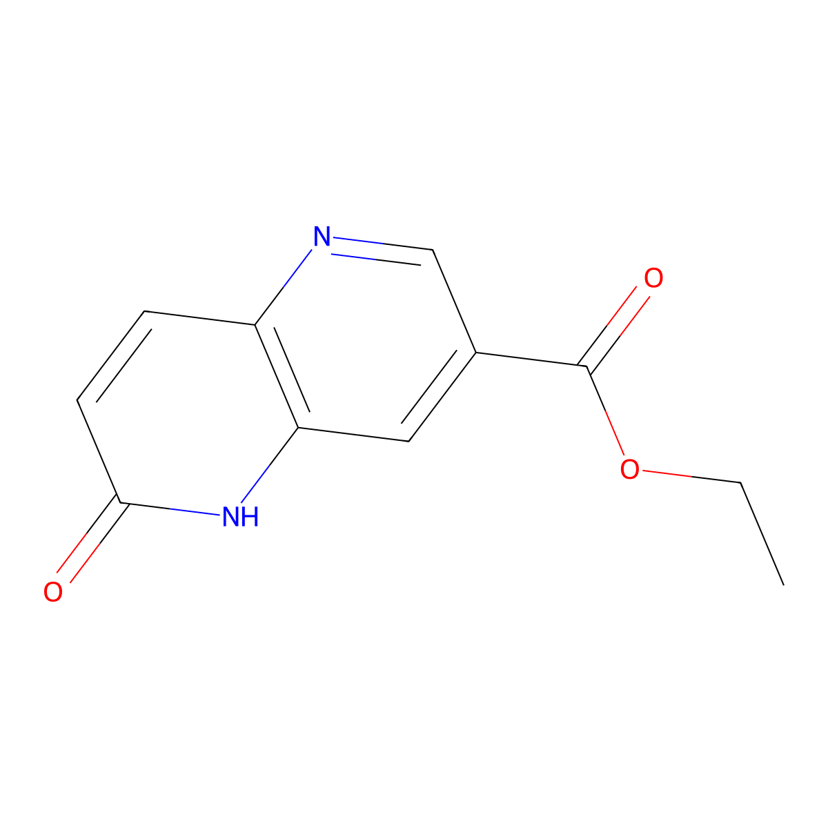 Ethyl 6-hydroxy-1,5-naphthyridine-3-carboxylate molecular structure, CAS 2007920-40-1