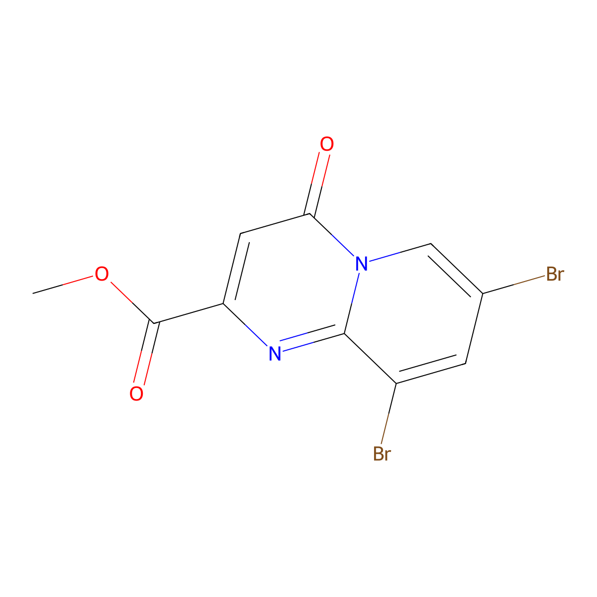 Methyl 7,9-dibromo-4-oxo-4H-pyrido[1,2-a]pyrimidine-2-carboxylate molecular structure, CAS 2007920-76-3