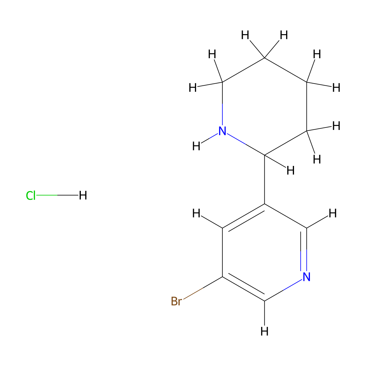 3-Bromo-5-(piperidin-2-yl)pyridine hydrochloride molecular structure, CAS 2007920-89-8