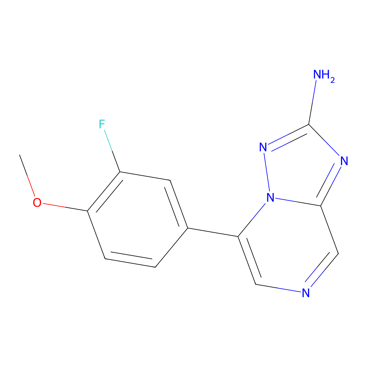 5-(3-Fluoro-4-methoxyphenyl)-[1,2,4]triazolo[1,5-A]pyrazin-2-amine molecular structure, CAS 2007921-00-6