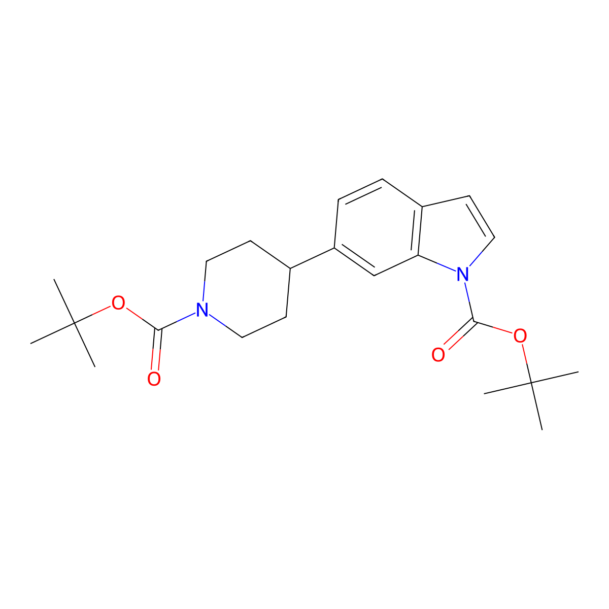 tert-Butyl 6-(1-(tert-butoxycarbonyl)piperidin-4-yl)-1H-indole-1-carboxylate molecular structure, CAS 2007921-10-8