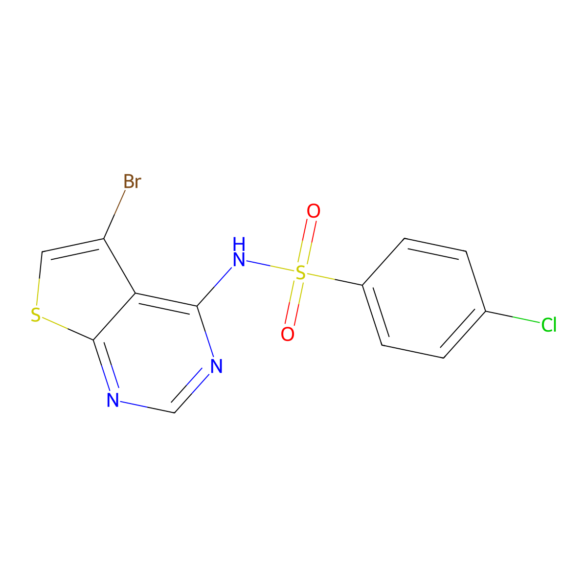 N-(5-Bromothieno[2,3-d]pyrimidin-4-yl)-4-chlorobenzenesulfonamide molecular structure, CAS 2007921-12-0