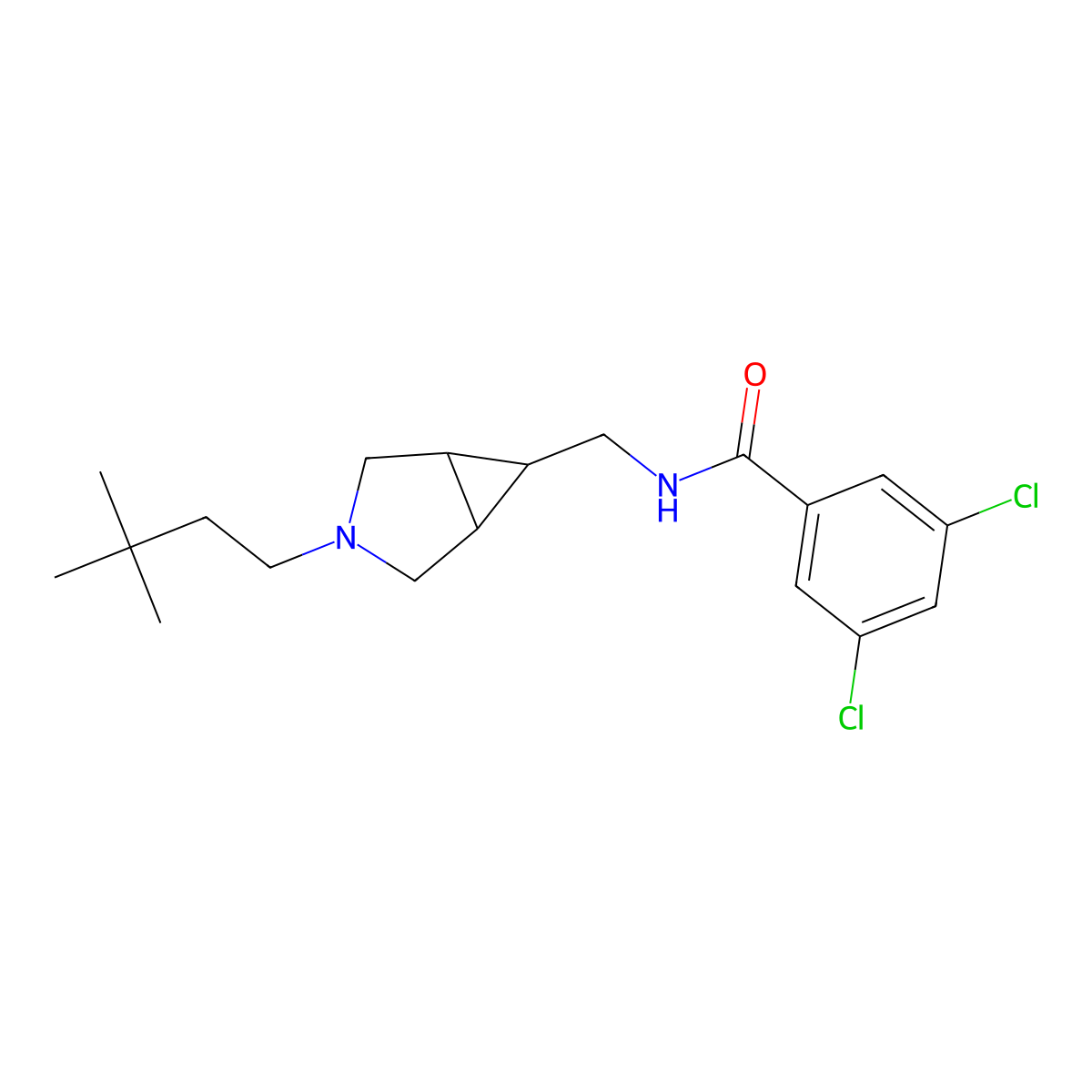 3,5-Dichloro-N-((3-(3,3-dimethylbutyl)-3-azabicyclo[3.1.0]hexan-6-yl)methyl)benzamide molecular structure, CAS 2007921-29-9