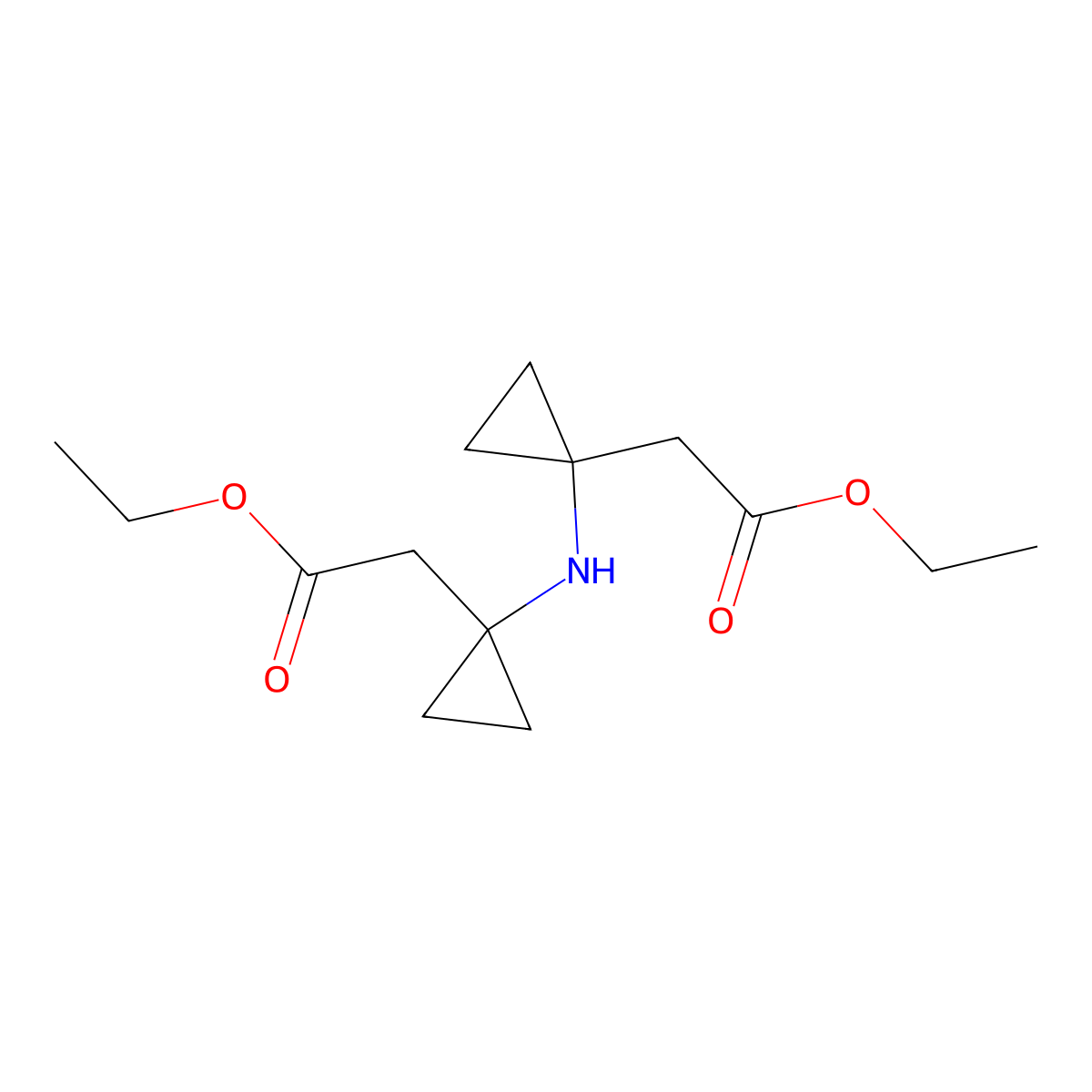 Ethyl 2-(1-{[1-(2-ethoxy-2-oxoethyl)cyclopropyl]amino}cyclopropyl)acetate molecular structure, CAS 2007924-94-7