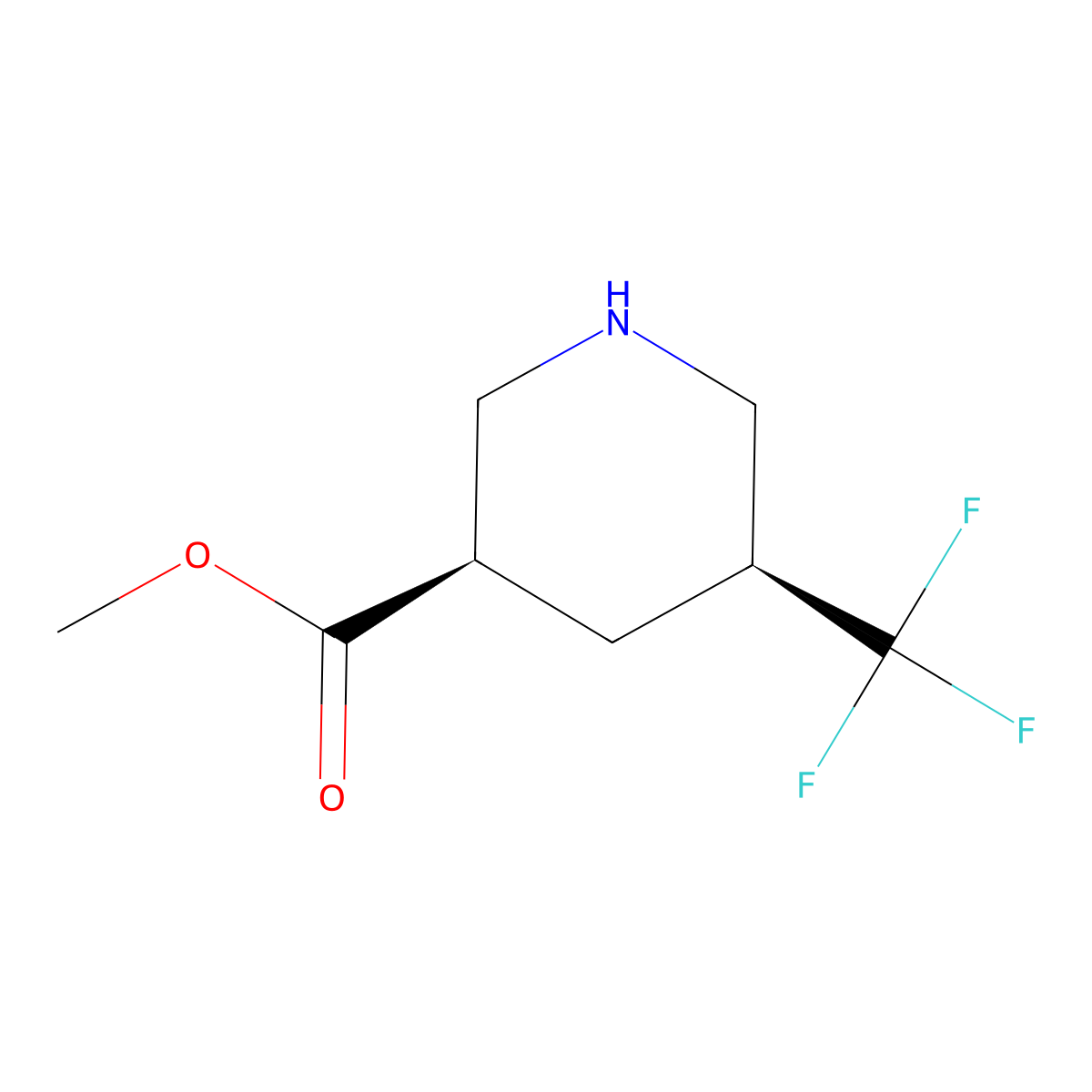 Rel-methyl (3R,5S)-5-(trifluoromethyl)piperidine-3-carboxylate molecular structure, CAS 2007924-96-9