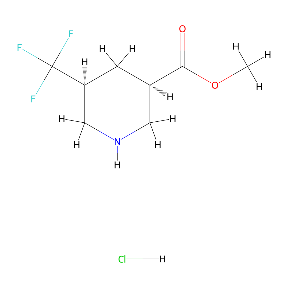 cis-Methyl 5-(trifluoromethyl)piperidine-3-carboxylate hydrochloride molecular structure, CAS 2007924-97-0