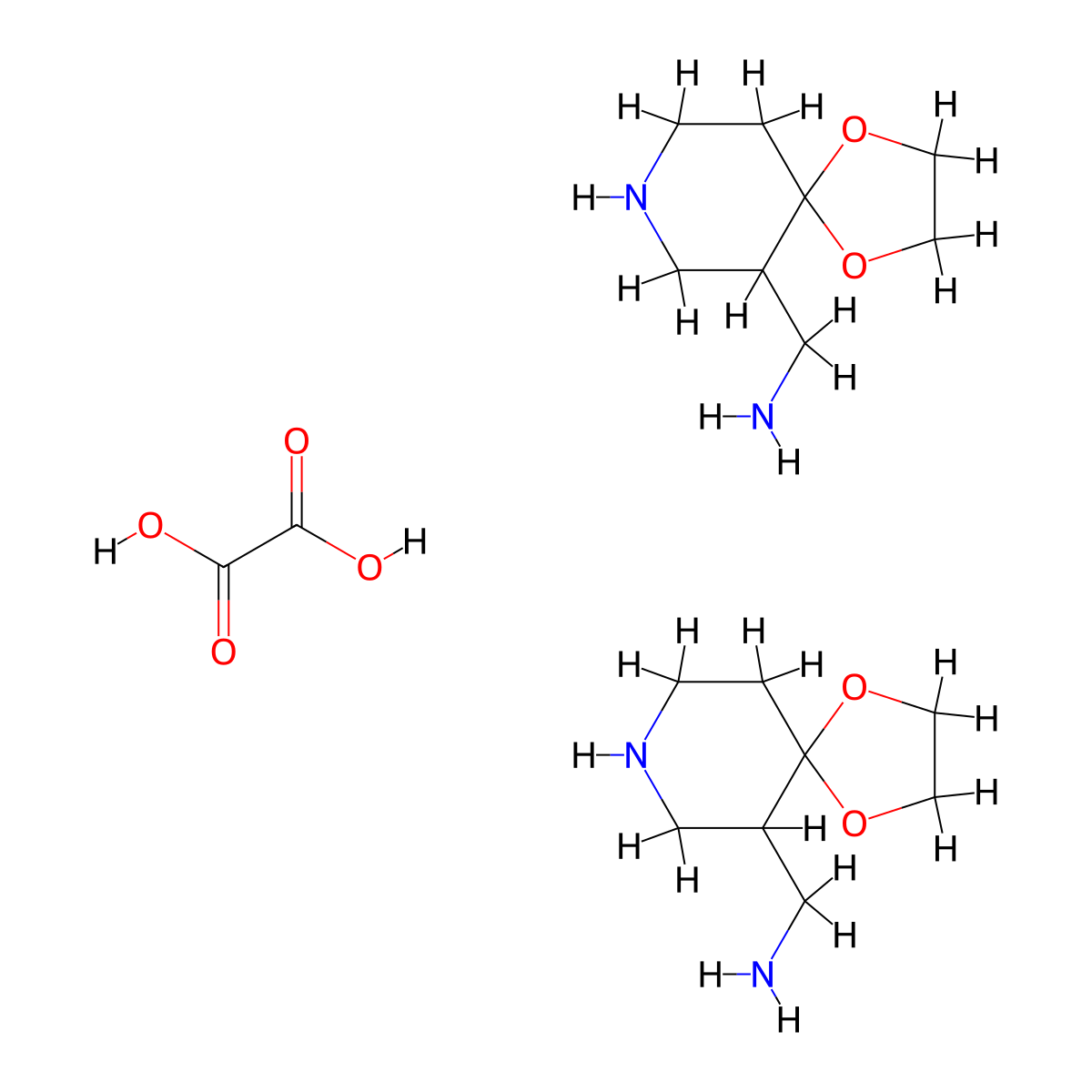 Oxalic acid; bis({1,4-dioxa-8-azaspiro[4.5]decan-6-yl}methanamine) molecular structure, CAS 2007925-01-9