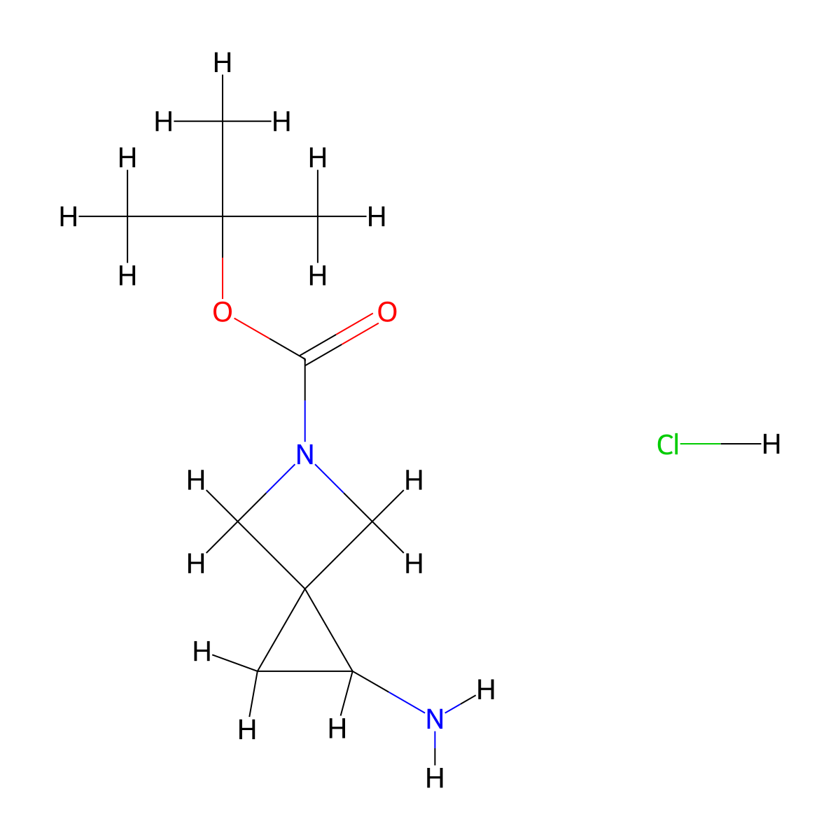 Tert-butyl 1-amino-5-azaspiro[2.3]hexane-5-carboxylate hydrochloride molecular structure, CAS 2007925-04-2