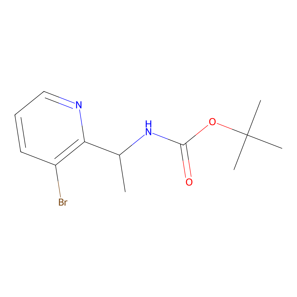 Tert-butyl (r)-(1-(3-bromopyridin-2-yl)ethyl)carbamate molecular structure, CAS 2007925-19-9