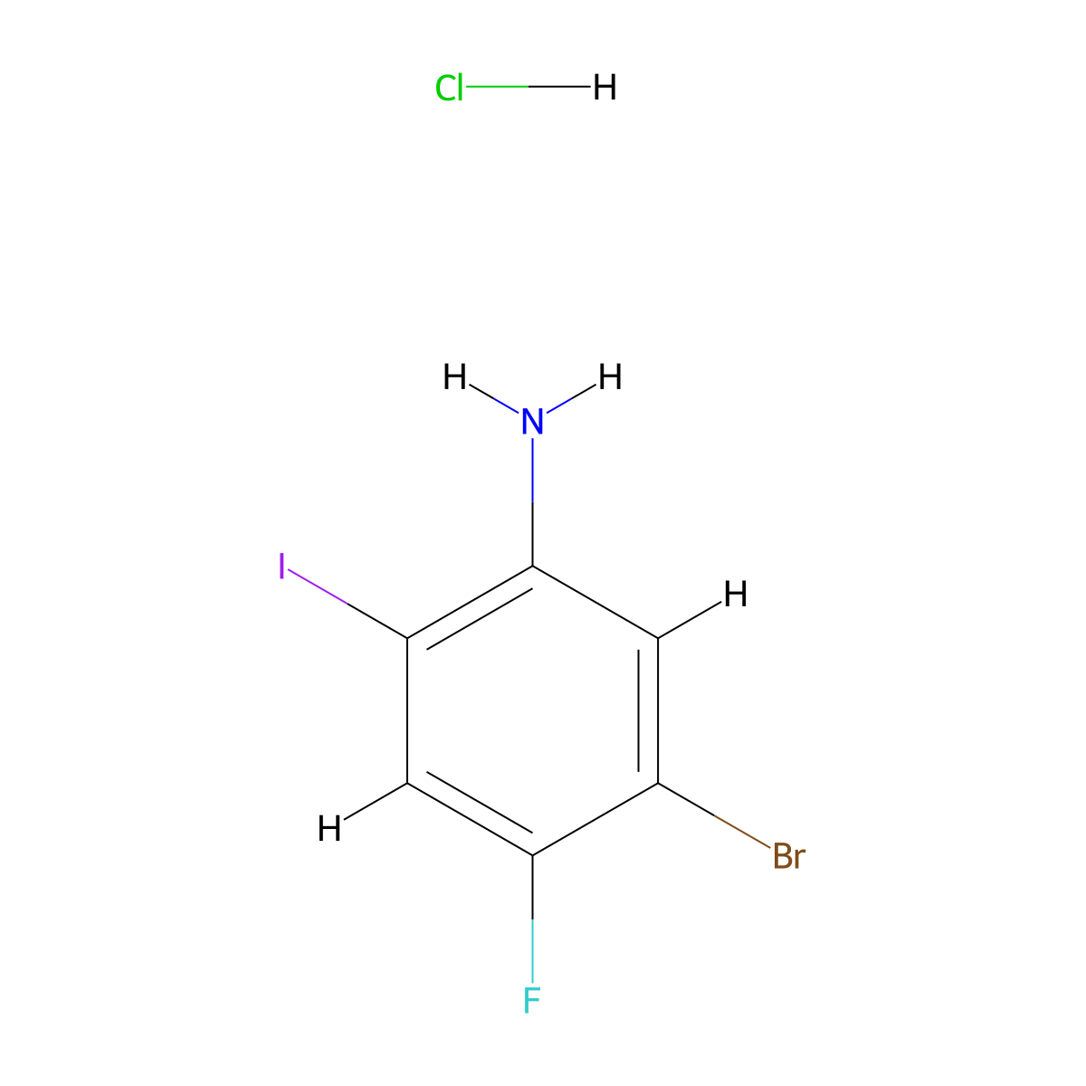 5-Bromo-4-fluoro-2-iodoaniline hydrochloride molecular structure, CAS 2007925-23-5