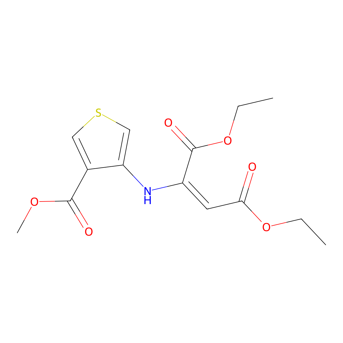 2-Butenedioic acid, 2-[[4-(methoxycarbonyl)-3-thienyl]amino]-, 1,4-diethyl ester molecular structure, CAS 2007931-02-2
