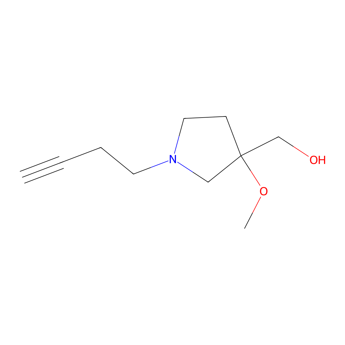 [1-(But-3-yn-1-yl)-3-methoxypyrrolidin-3-yl]methanol molecular structure, CAS 2007957-48-2