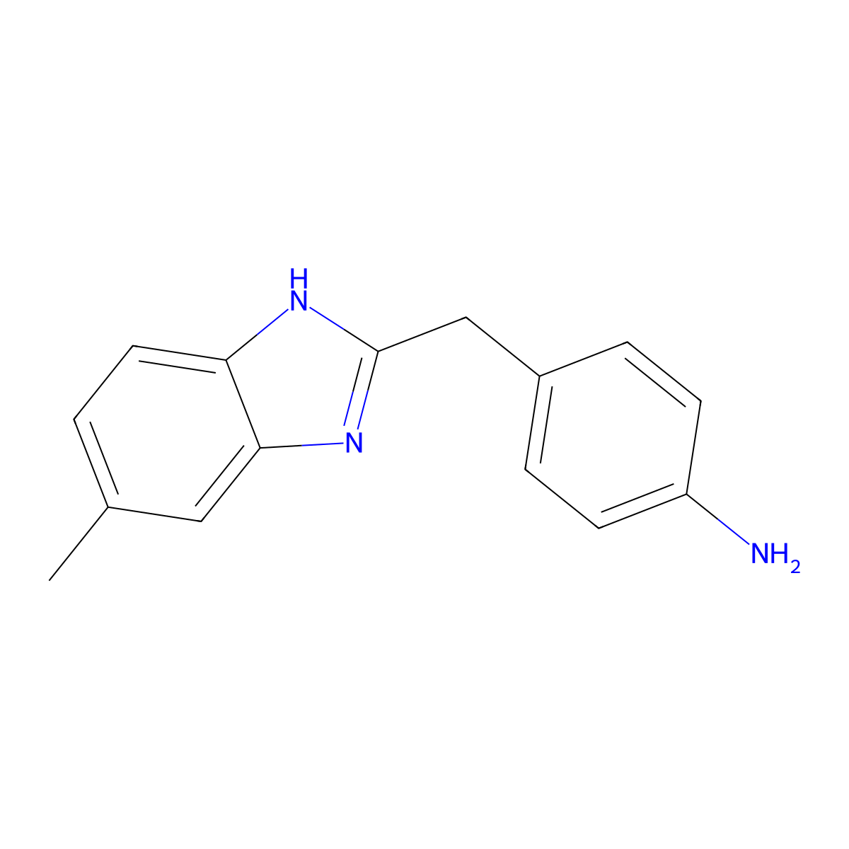 4-((5-Methyl-1H-benzo[d]imidazol-2-yl)methyl)aniline molecular structure, CAS 200799-60-6