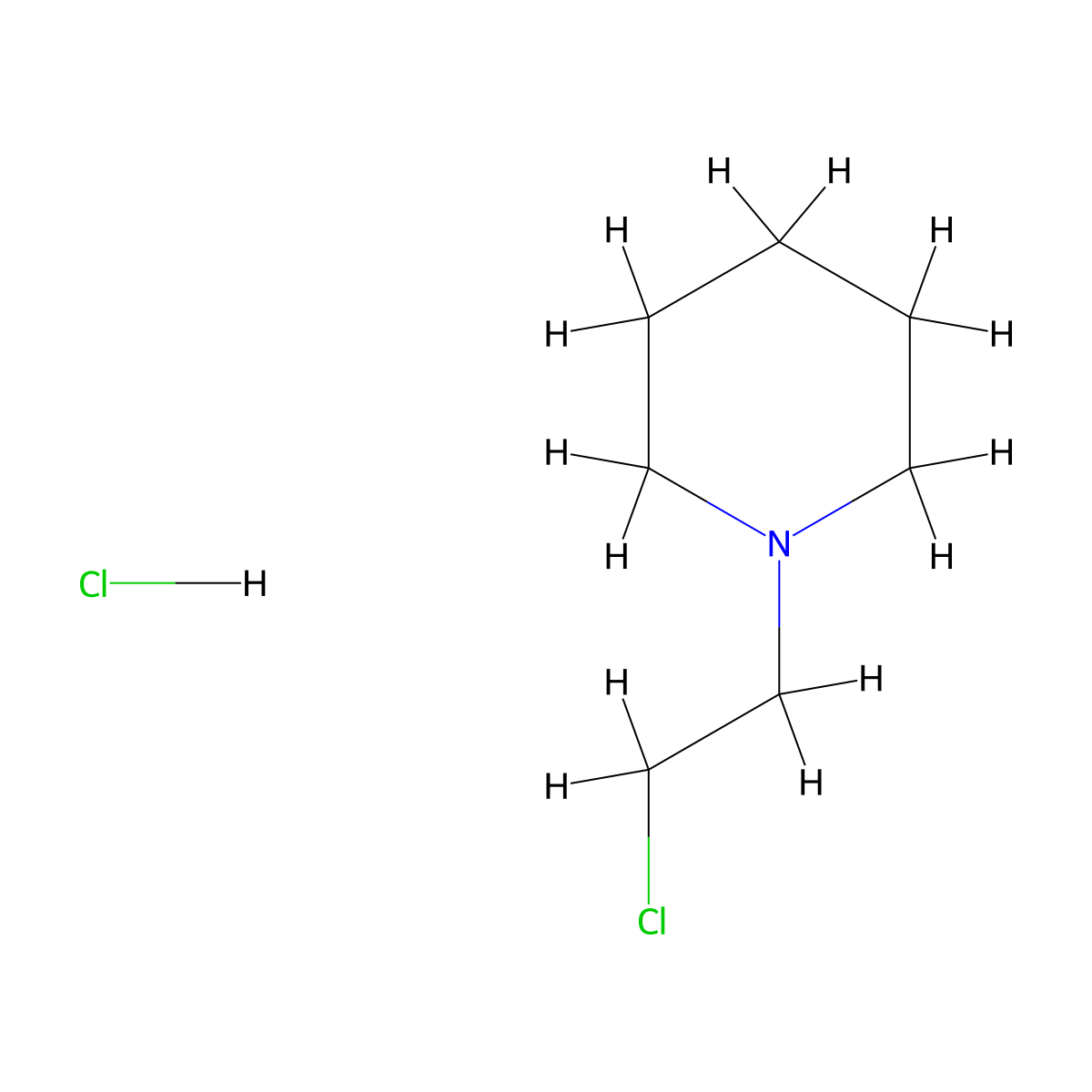 Piperidine, 1-(2-chloroethyl)-, hydrochloride molecular structure, CAS 2008-75-5