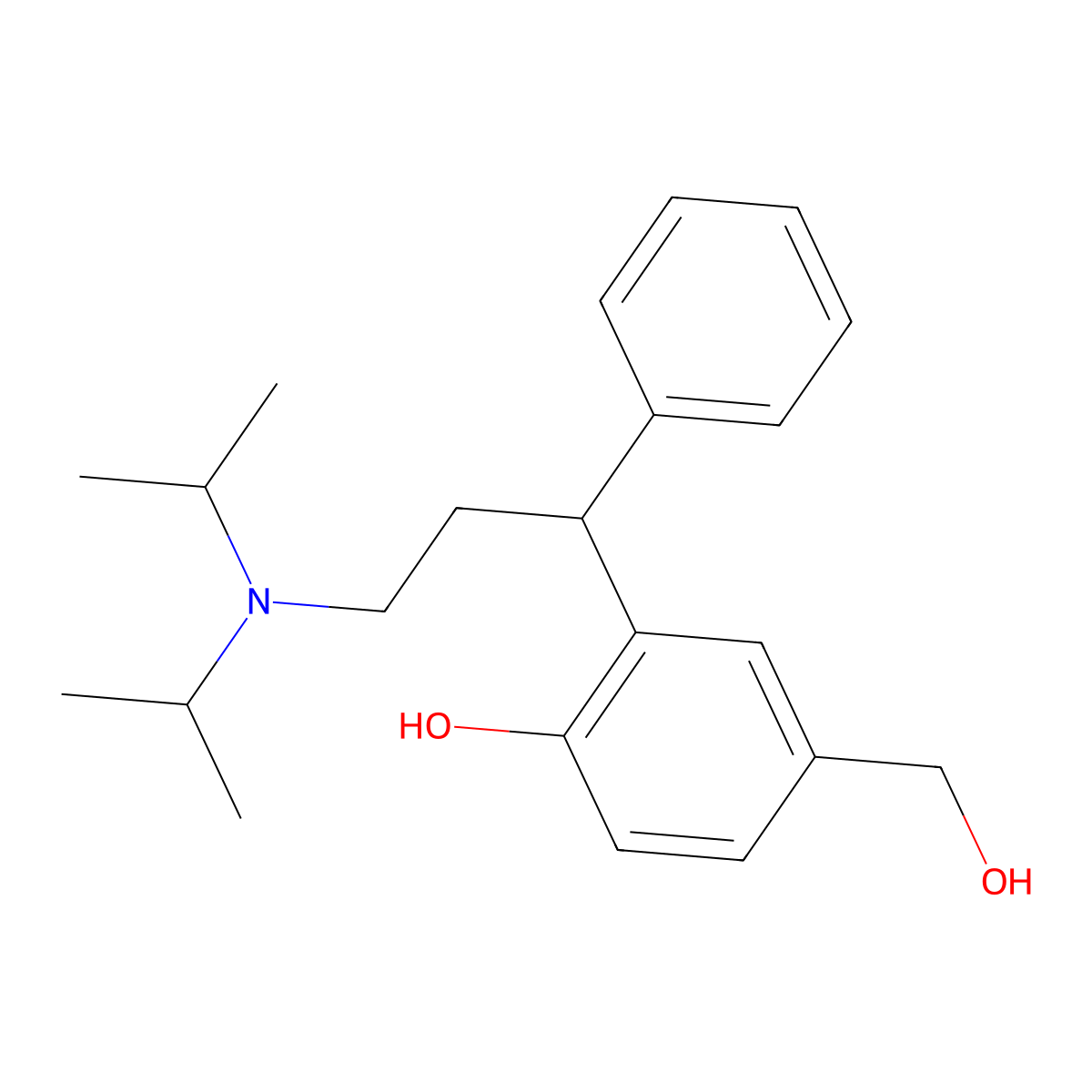 2-(3-(Di(propan-2-yl)amino)-1-phenylpropyl)-4-(hydroxymethyl)phenol molecular structure, CAS 200801-70-3
