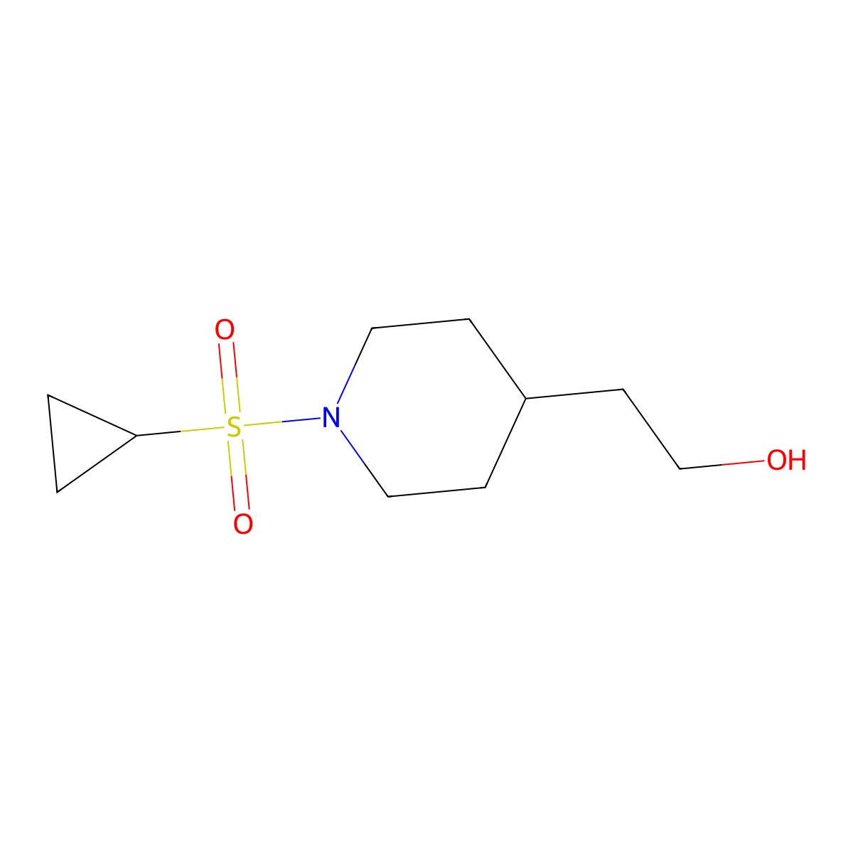 2-(1-Cyclopropanesulfonyl-piperidin-4-yl)-ethanol molecular structure, CAS 2008019-99-4