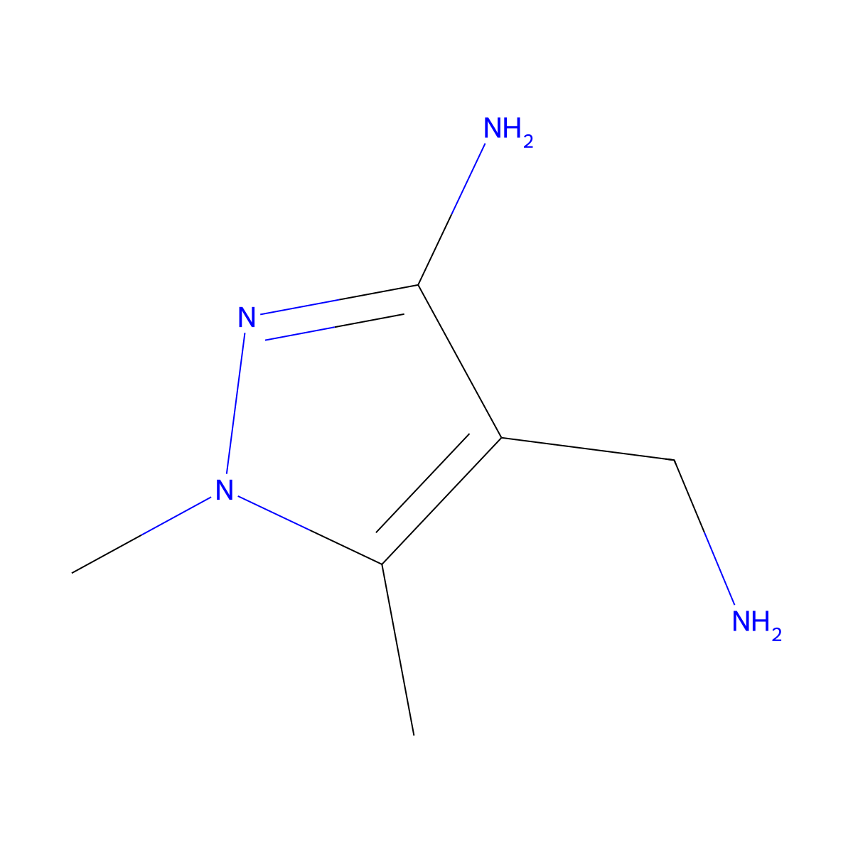 4-(aminomethyl)-1,5-dimethyl-1H-pyrazol-3-amine molecular structure, CAS 2008110-49-2