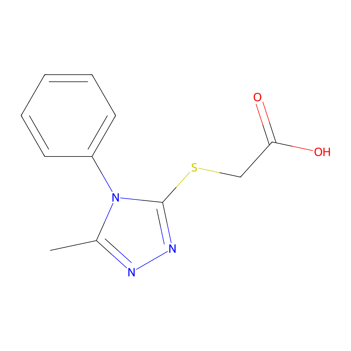 [(5-methyl-4-phenyl-4H-1,2,4-triazol-3-yl)thio]acetic acid molecular structure, CAS 200815-83-4