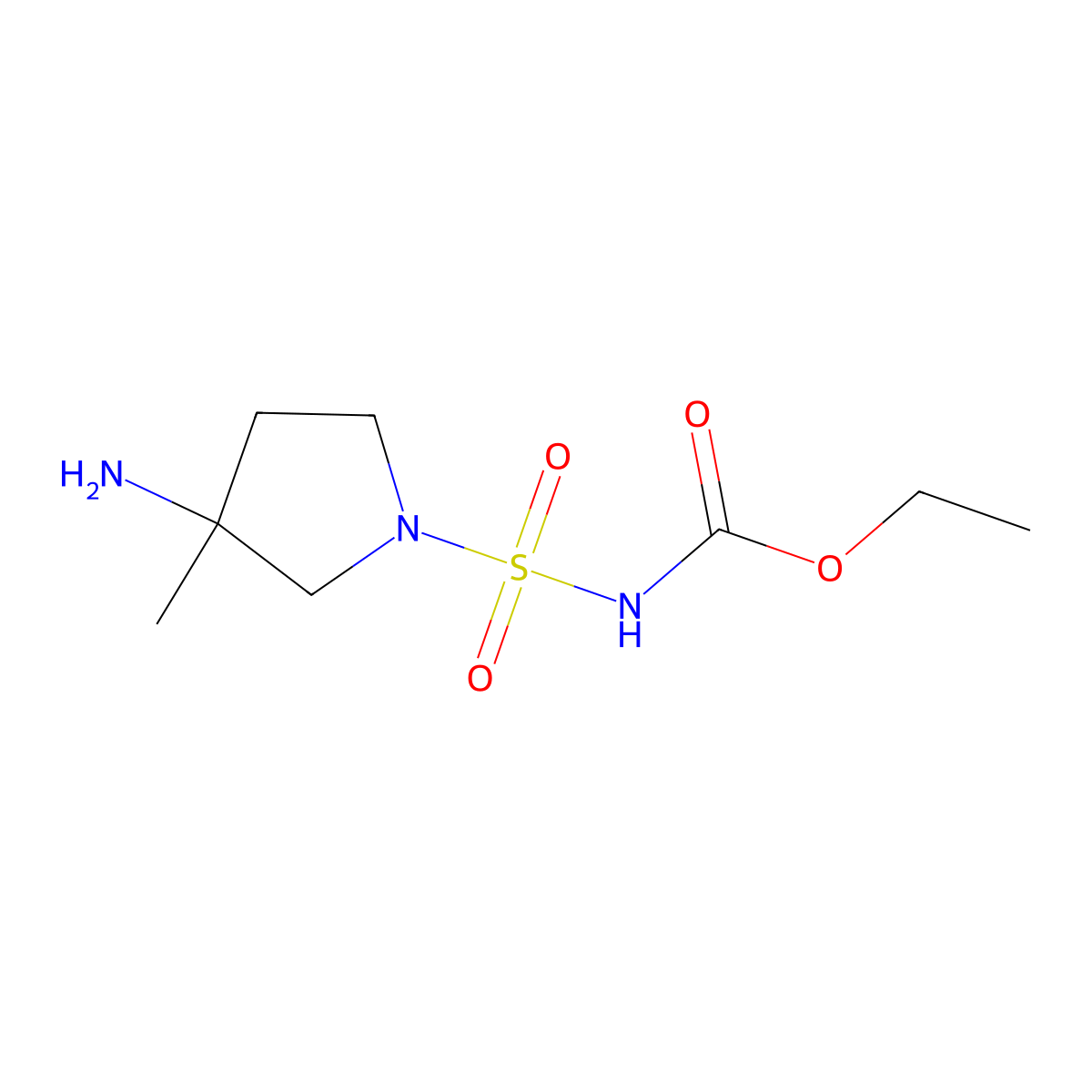ethyl N-[(3-amino-3-methylpyrrolidin-1-yl)sulfonyl]carbamate molecular structure, CAS 2008176-88-1