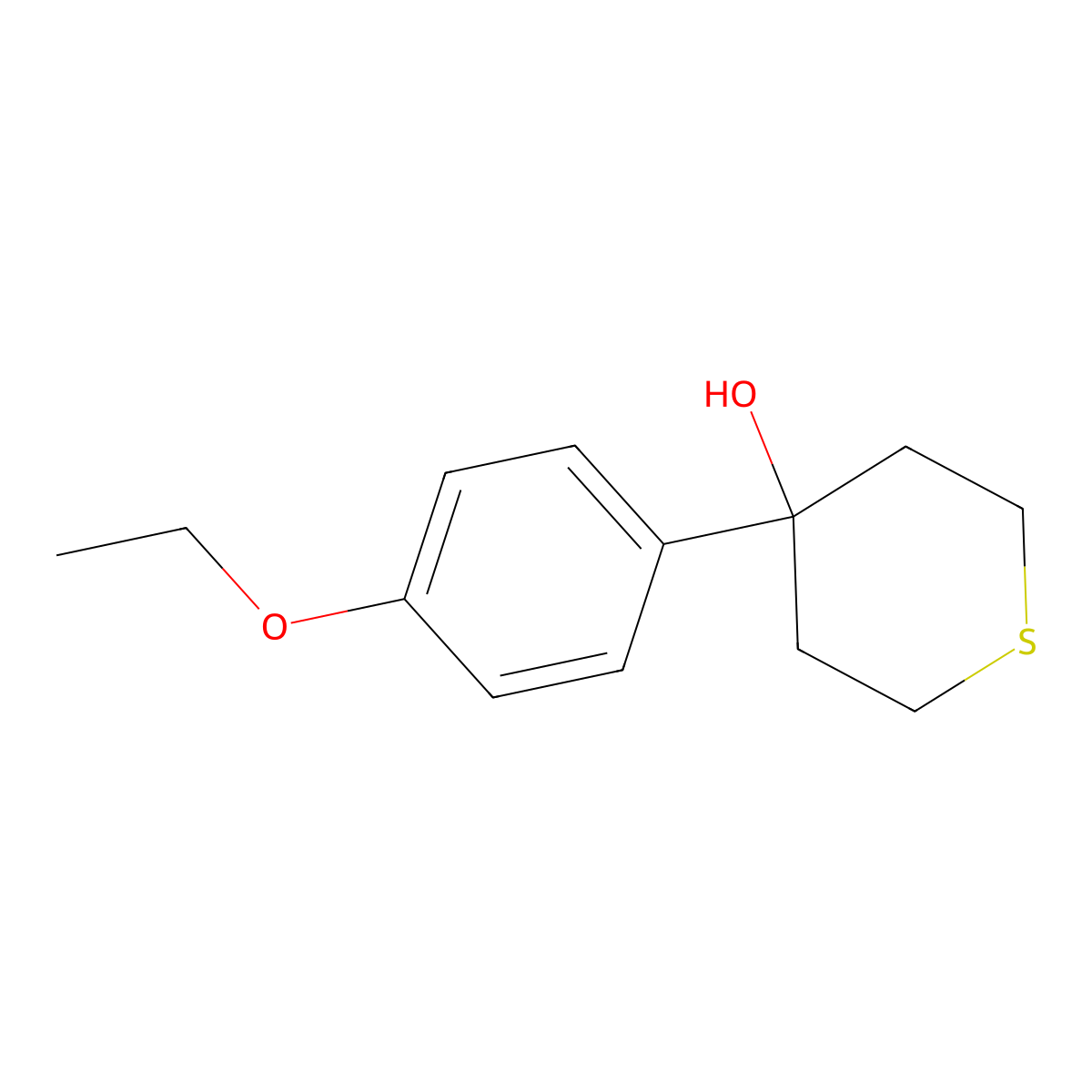4-(4-Ethoxyphenyl)tetrahydro-2H-thiopyran-4-ol molecular structure, CAS 2008299-35-0