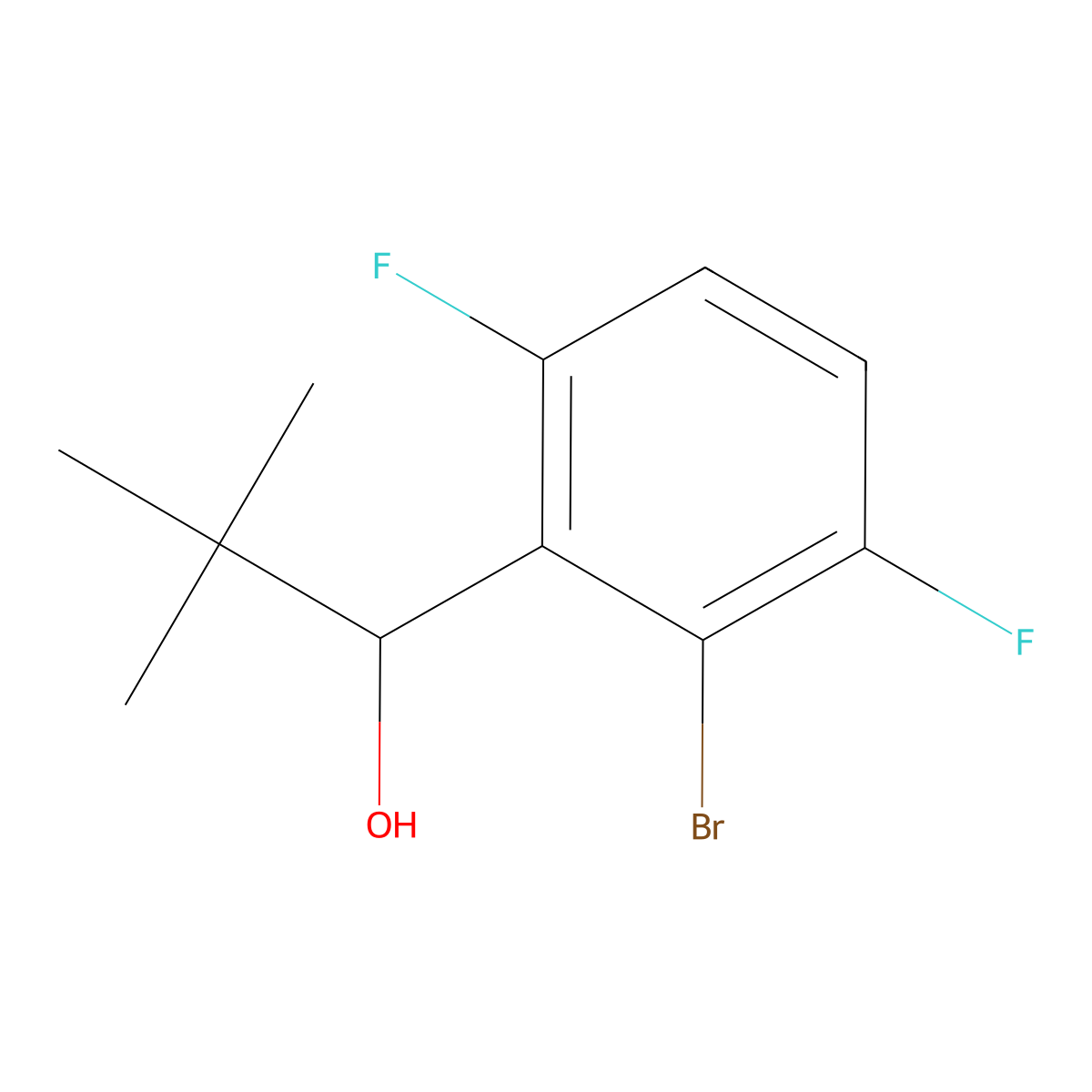 2-Bromo-alpha-(1,1-dimethylethyl)-3,6-difluorobenZenemethanol molecular structure, CAS 2008390-16-5