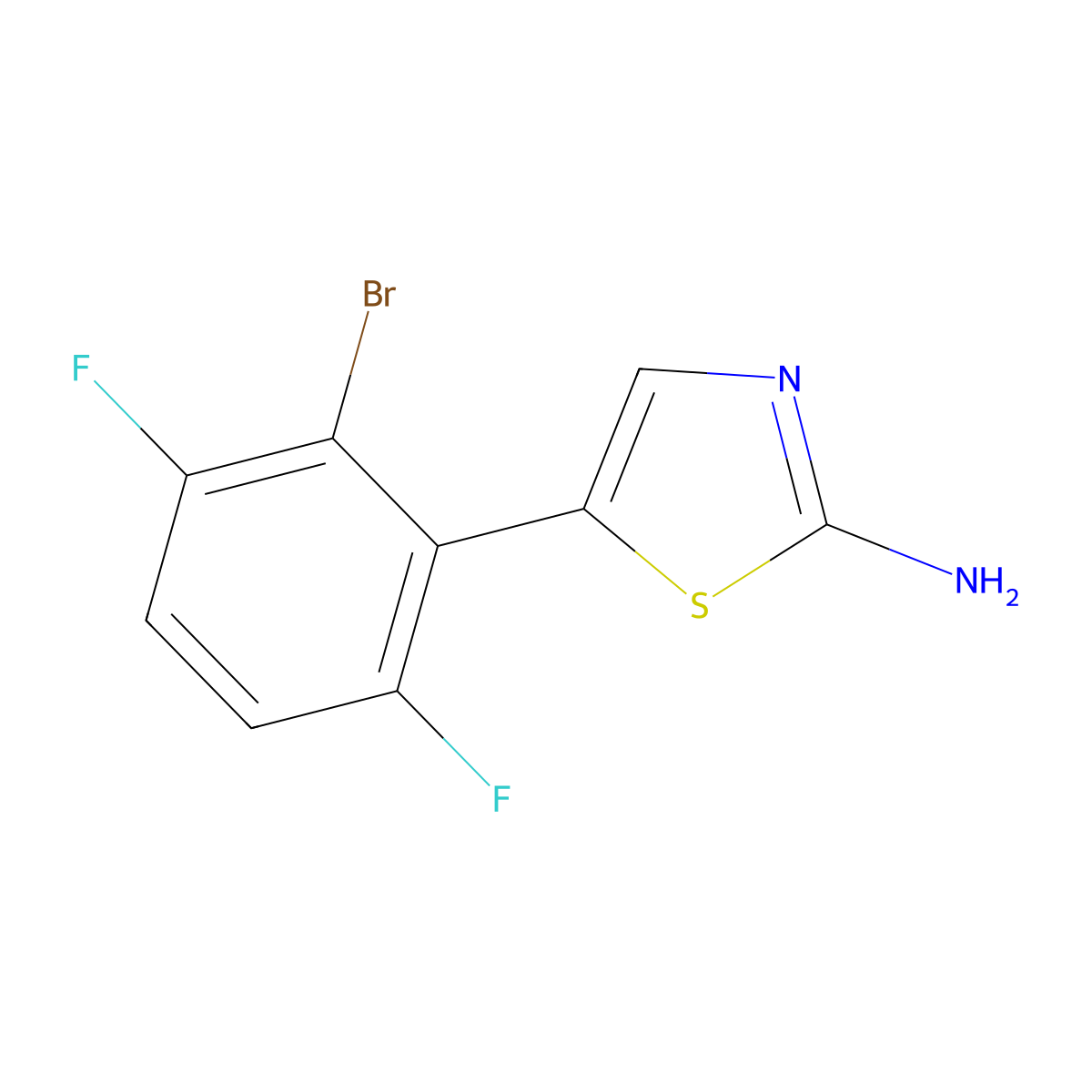 5-(2-Bromo-3,6-difluorophenyl)thiazol-2-amine molecular structure, CAS 2008390-26-7