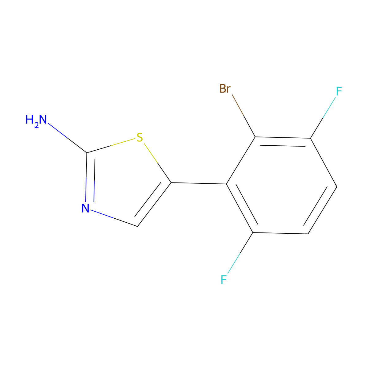 5-(2-Bromo-3,6-difluorophenyl)thiazol-2-amine molecular structure, CAS 2008390-26-7