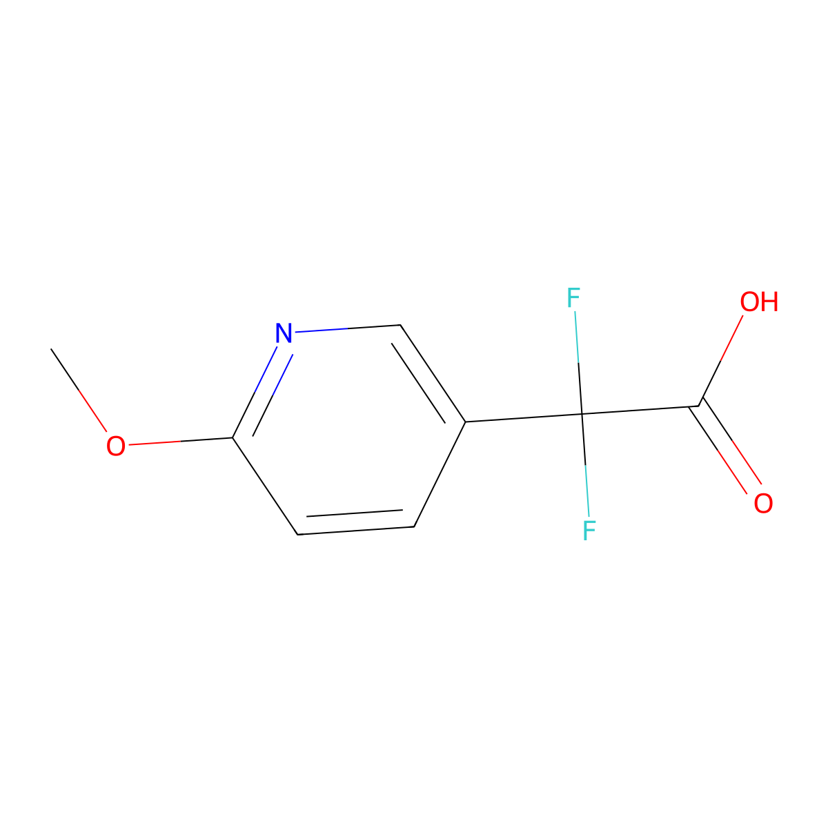 2,2-Difluoro-2-(6-methoxypyridin-3-yl)acetic acid molecular structure, CAS 2008444-82-2