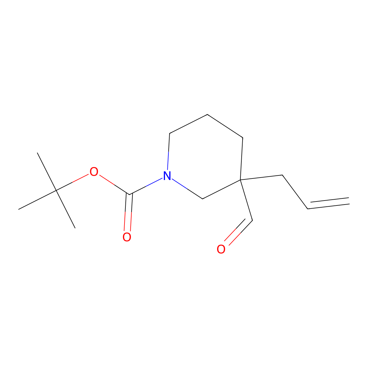 Tert-butyl 3-formyl-3-(prop-2-en-1-yl)piperidine-1-carboxylate molecular structure, CAS 2008454-55-3