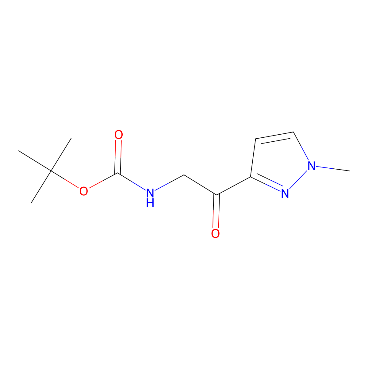 tert-butyl N-[2-(1-methyl-1H-pyrazol-3-yl)-2-oxoethyl]carbamate molecular structure, CAS 2008483-79-0