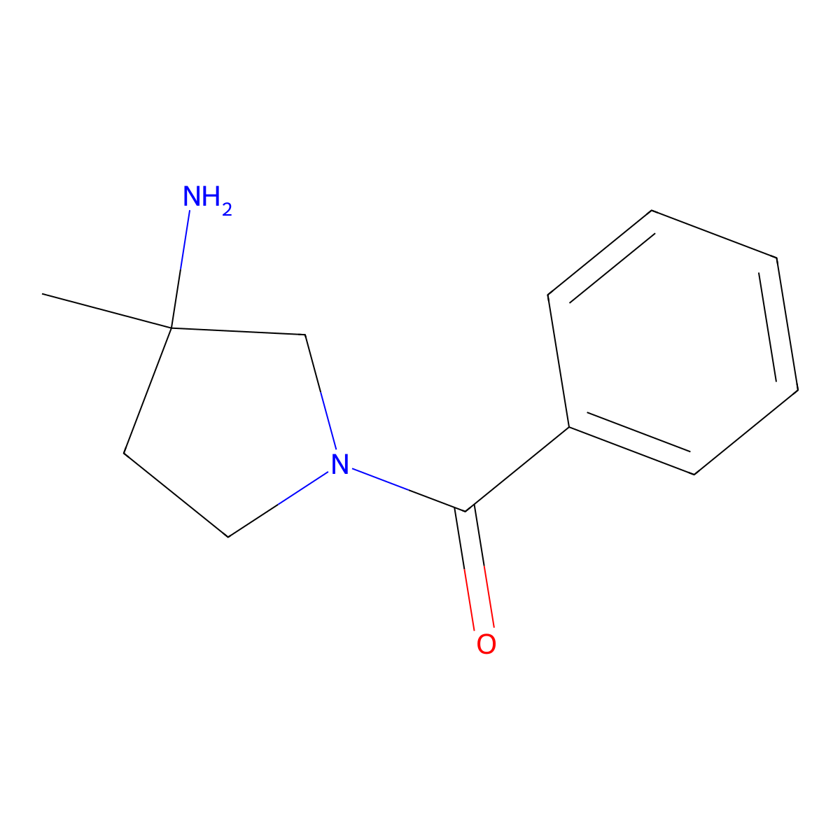(3-Amino-3-methyl-pyrrolidin-1-YL)-phenyl-methanone molecular structure, CAS 2008546-36-7