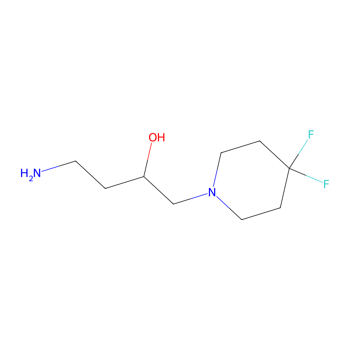 alpha-(2-Aminoethyl)-4,4-difluoro-1-piperidineethanol molecular structure, CAS 2008638-30-8