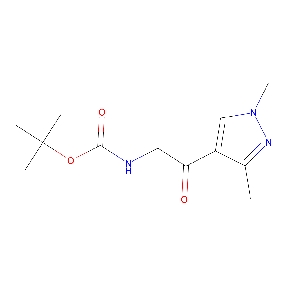 tert-butyl N-[2-(1,3-dimethyl-1H-pyrazol-4-yl)-2-oxoethyl]carbamate molecular structure, CAS 2008652-64-8