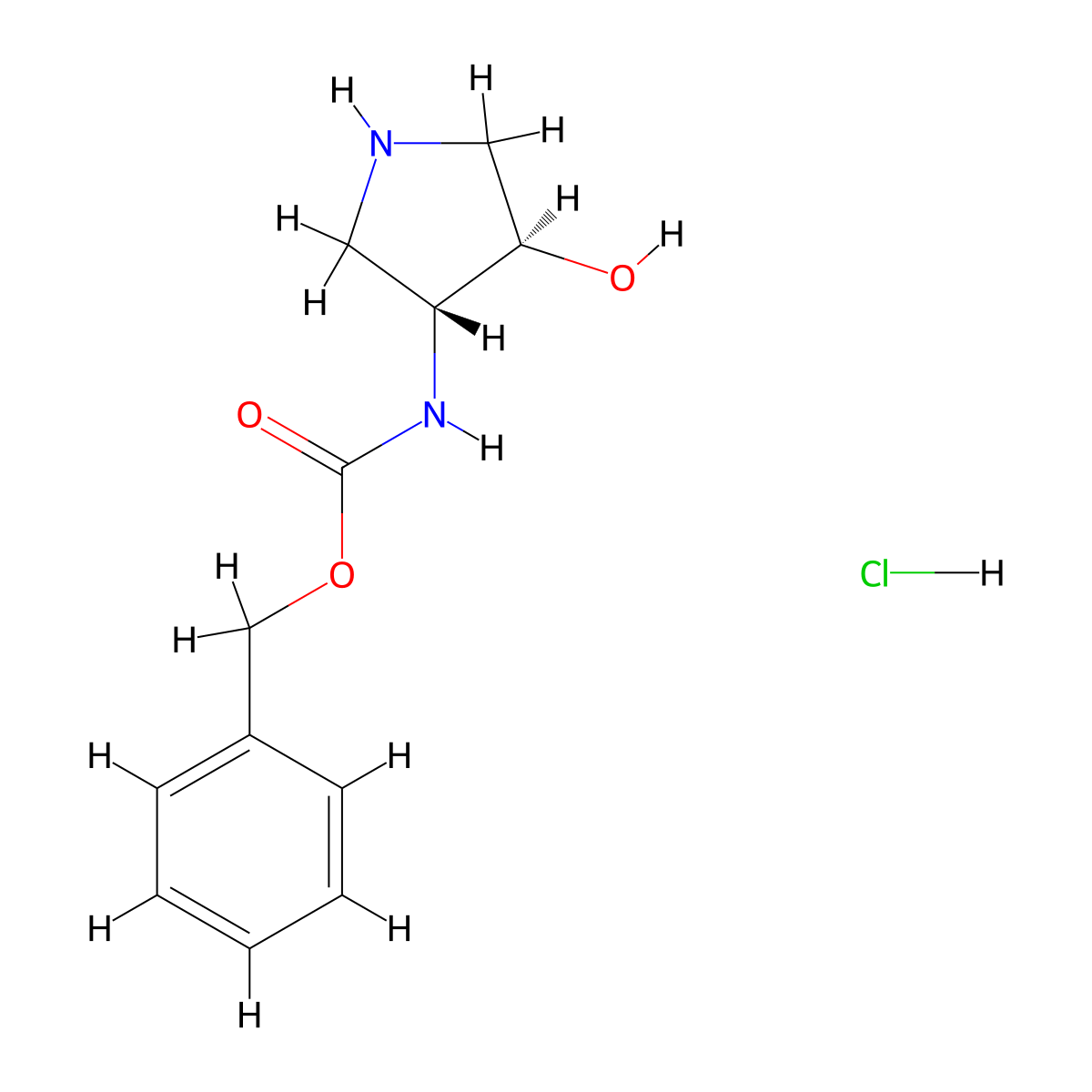 Trans-benzyl (4-hydroxypyrrolidin-3-yl)carbamate hydrochloride molecular structure, CAS 2008714-47-2