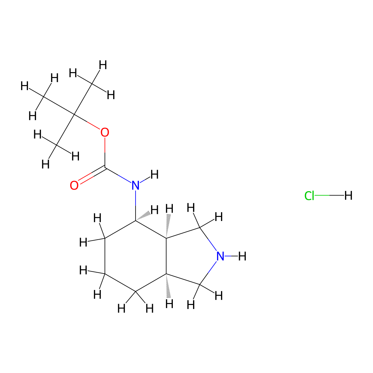 tert-butyl rac-(3aR,4R,7aS)-octahydro-1H-isoindol-4-ylcarbamate hydrochloride molecular structure, CAS 2008714-57-4