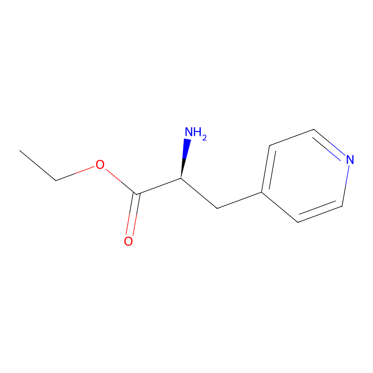 ethyl (2S)-2-amino-3-(pyridin-4-yl)propanoate molecular structure, CAS 200872-69-1