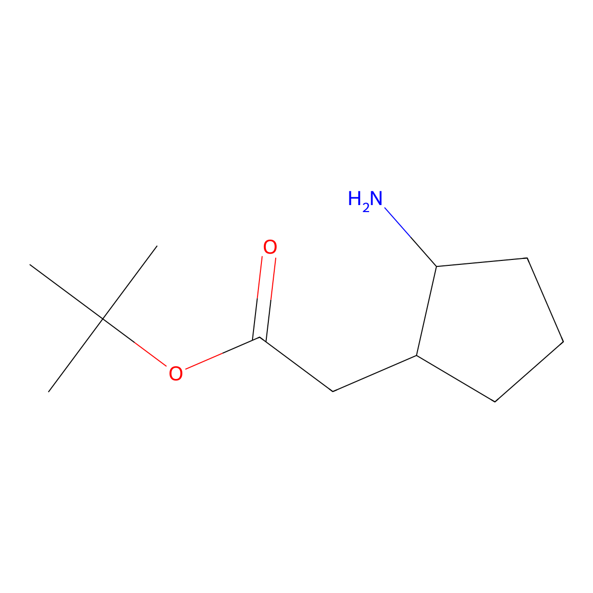 rac-tert-butyl 2-[(1R,2S)-2-aminocyclopentyl]acetate molecular structure, CAS 2008754-26-3